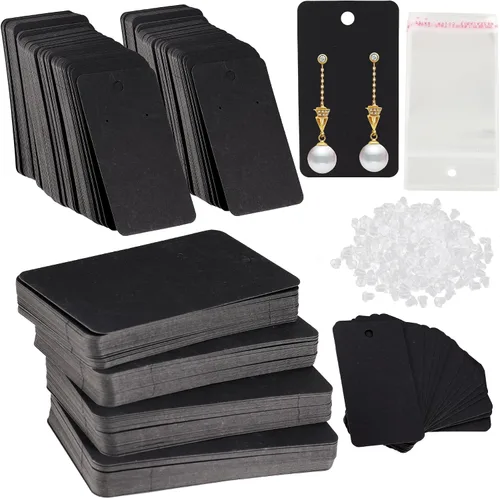 Vista 10 de Femtindo Tarjetas de exhibición de aretes con 100 tarjetas de aretes, 200 piezas de parte trasera de aretes y 100 bolsas autosellantes para venta