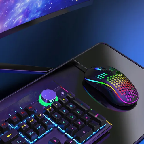 Vista 8 de JYCSTE Wired Gaming Mouse, Computer Mouse Ergonomic Mice Honeycomb Design with RGB Backlight, 6 Buttons, 7200 Adjustable DPI for PCMacLaptop