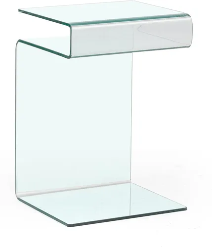 Vista 5 de Mesita de noche de cristal, mesas de noche en forma de S para dormitorio, mesa auxiliar pequeña y moderna transparente para sala de estar, mesa