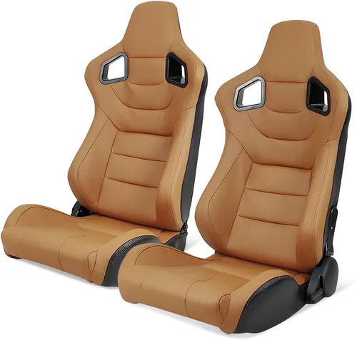 Vista 9 de IKON MOTORSPORTS, Asiento universal de carreras PU + cuero de carbono + gamuza, con deslizadores dobles, asiento deportivo reclinable negro