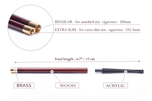 Vista 3 de Dr. Watson - Soporte de madera para cigarrillos de 6.7 pulgadas de largo, se adapta a cigarrillos extra delgados, estilo Audrey Hepburn, acabado