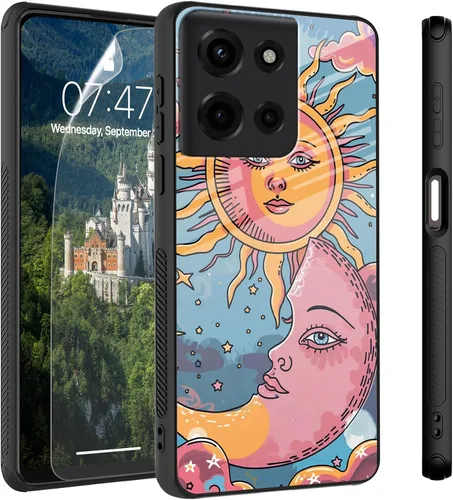 Vista 46 de Funda para Motorola Moto Edge 2022, cubierta trasera de vidrio templado con protector de pantalla, funda protectora a prueba de golpes para Motorola