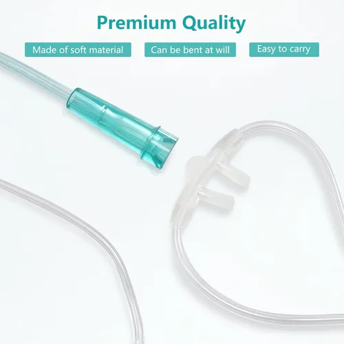 Vista 2 de Paquete de 5 cánula nasal de oxígeno suave para adultos, tubo de cánula nasal estándar de 8.2 pies para concentrador de oxígeno, tubo de oxígeno