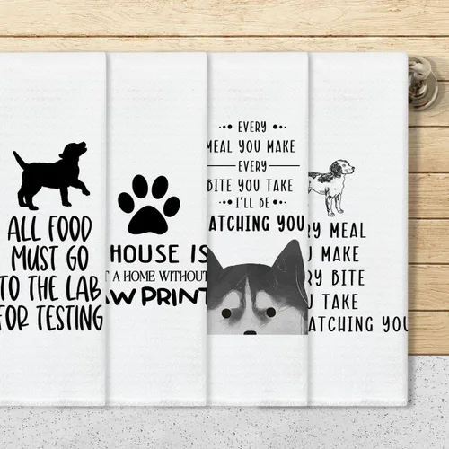 Vista 2 de Juego de 4 toallas de cocina para mujeres y hombres, toallas de mano para perros, toallas de cocina para hornear, regalos para amantes
