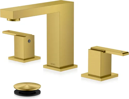 Vista 16 de KENES Grifo de Baño Extendido Negro Mate de Dos Manijas, Grifos de Lavabo de Baño Negro de 3 Orificios, 8 Pulgadas, Grifo de Tocador de Baño de 3