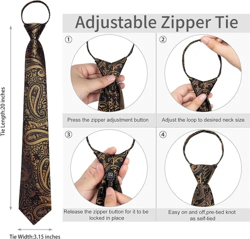 Vista 6 de DiBanGu Conjunto de chaleco de traje de cachemira y corbata preatada para Dorado y Negro