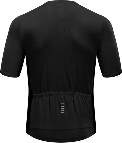 Vista 3 de Przewalski Camiseta de ciclismo para hombre, con cremallera completa, con 3 Negro