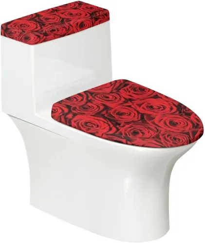 Vista 6 de Puprle - Funda para tapa de inodoro de mármol blanco, resistente a salpicaduras, con borde elástico, fundas suaves para inodoro de baño, se adapta a