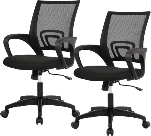 Vista 21 de BestOffice Silla de Oficina Ergonómica Silla Giratoria de Escritorio de Respaldo Medio Respaldo y Soporte Lumbar Transpirable Altura Negro