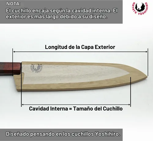 Vista 6 de Yoshihiro Protector magnético de hoja de madera de roble Saya para cuchillo Gyuto 7 IN (7.087 in)