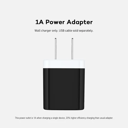 Vista 2 de Cargador de pared USB multipuerto de 1 puerto, adaptador de cargador, paquete de 5 enchufes de carga rápida de 1 amperio, enchufe USB ac Cube