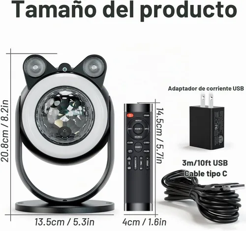 Vista 5 de Luces de fiesta DJ, luz de discoteca, bola de discoteca con proyector de estrellas, luces estroboscópicas activadas por sonido para fiestas, bar
