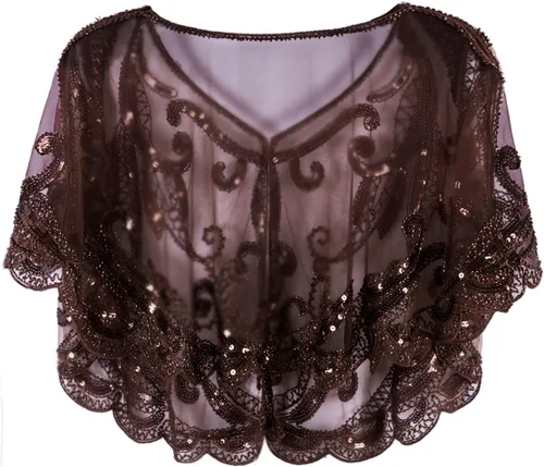 Vista 2 de Vijiv Chal vintage de los años 20 para mujer, con lentejuelas y lentejuelas, estilo bolero, cubierta para cubrir la noche