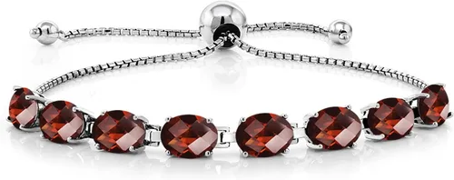 Vista 201 de Gem Stone King Pulsera de plata de ley 925 con piedra natal ovalada de 0.276 x 0.197 in para mujer, totalmente ajustable hasta 9 pulgadas