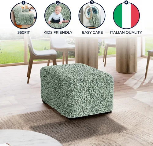 Vista 2 de PAULATO BY GA.I.CO. Funda otomana para puf, 1 pieza, de algodón elástico, para niños, funda protectora y suave, protector de muebles ecológico