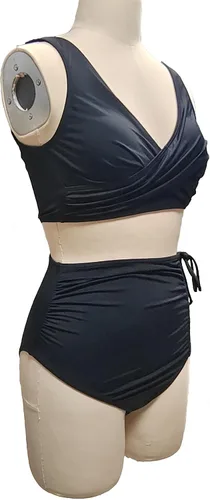 Vista 2 de Conjunto de bikini de cintura alta para mujer, traje de baño de 2 piezas con copa acolchada extraíble