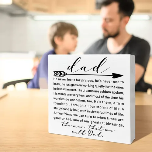 Vista 4 de Regalos para papá de hija, hijo, niños, caja de madera con texto en inglés