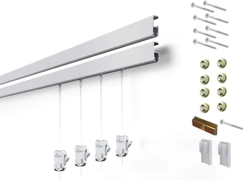 Vista 10 de STAS Cliprail Pro - Juego de sistema para colgar fotos, color negro, cubre 4.92 pies de espacio de pared, riel de fotos resistente y kit de galería