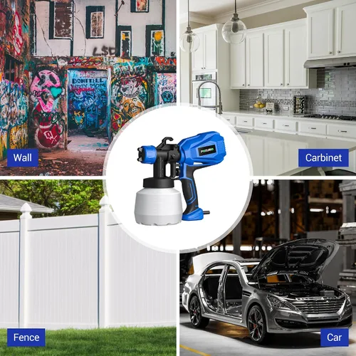Vista 6 de Pulverizador de pintura, pulverizador de pintura eléctrico de 900W con 5 boquillas y 3 patrones, pistola de pintura HVLP de 1200ML para pintura