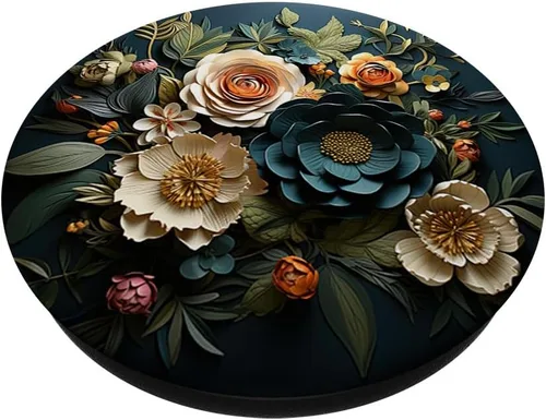 Vista 2 de flor floral hermosas flores y hojas verdes PopSockets intercambiables PopGrip