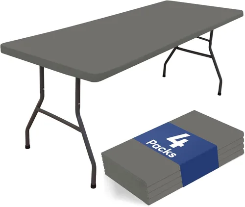 Vista 14 de homing Paquete de 4 manteles rectangulares de 4 pies, mantel ajustable de poliéster impermeable, lavable, para picnic, campamento, al aire libre