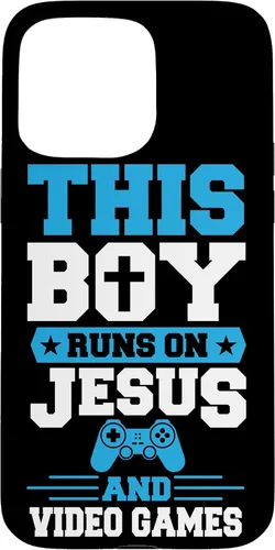 Vista 31 de This Boy Runs On Jesus and Video Games Christian Gamer Case for iPhone 17