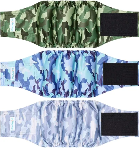 Vista 20 de Paw Legend - Pañales lavables para perro macho (3 unidades), XS, Ejército, Gris, Marina