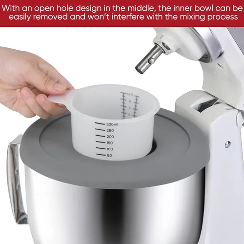 Vista 3 de Cubiertas de tazón de mezclador, tapas protectoras contra salpicaduras para mezclador de pie con cabeza inclinable KitchenAid de 4.5-5Qt, gris