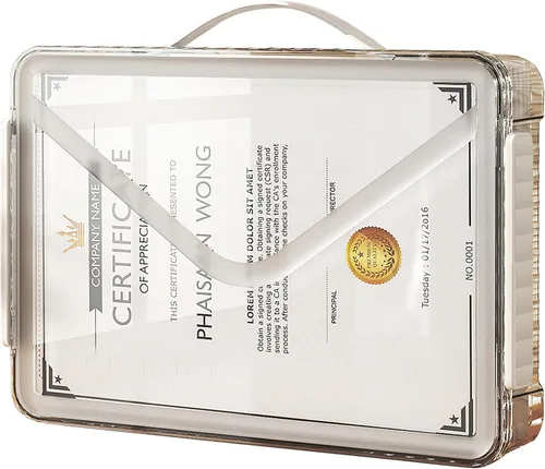 Vista 8 de SAYEEC Caja de almacenamiento de archivos transparente, estuche portátil para proyectos con asa, contenedor de almacenamiento de plástico con tapa