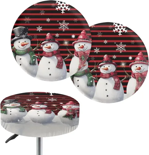 Vista 44 de Juego de 2 fundas redondas para taburetes de Navidad, color azul, diseño de ciervos de Navidad, fundas de cojín elásticas para taburetes de silla