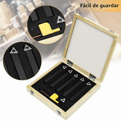 Vista 8 de Juego de soporte de insertos de torneado de carburo indexable de 1/2 "para tornos de mecanizado, juego de 5 piezas de herramientas de torno de metal