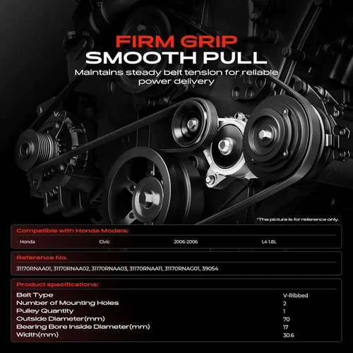 Vista 2 de A-Premium Conjunto de tensor de correa con polea compatible con Honda