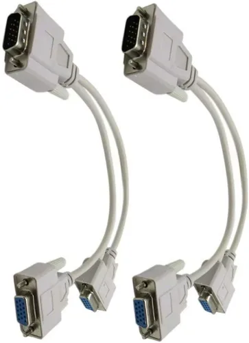 Vista 3 de USonline911 2 unids VGA SVGA 1 PC a 2 Monitores macho a 2 hembra dual Y adaptador divisor cable 15 PIN