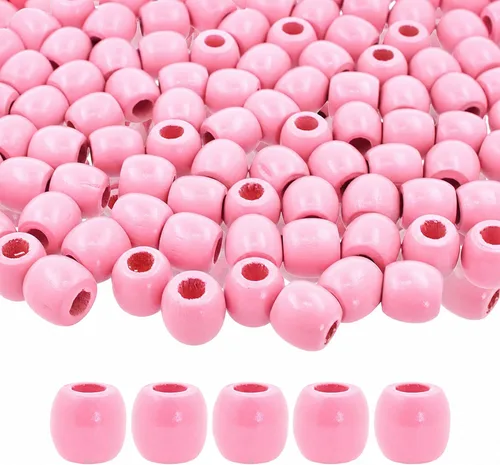 Vista 17 de Mandala Crafts 200 cuentas africanas de madera de barril de agujero grande para macramé Dreadlock Braiding Hair Beads, Painted Drum Wood Loose