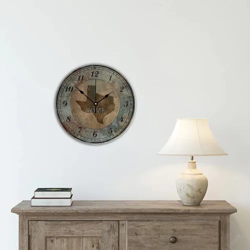Vista 6 de Home States - Reloj de pared con mapa de Estados Unidos, estilo shabby chic, sin tictac, funciona con pilas, 10 pulgadas, decoración de madera