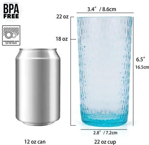 Vista 2 de KX-WARE Vasos acrílicos de plástico con forma de panal de abeja de 22 onzas, juego de 6 unidades, multicolor