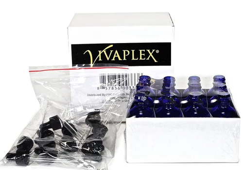 Vista 3 de 12 botellas de vidrio azul cobalto con goteros de vidrio para 2 oz