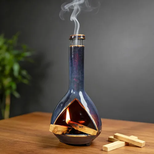 Vista 14 de MOUGIGI Porta Incienso Artesanal de Palo Santo - Quemador de Incienso Cerámico - Tamaño Compacto para Espacio de Meditación - Quema Palo Santo