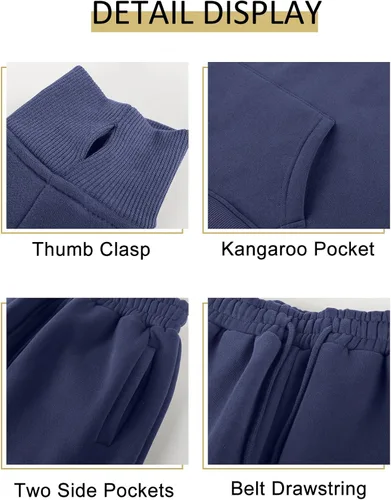 Vista 66 de Kissonic Conjunto deportivo de forro polar para mujer, 2 piezas, sudadera con capucha y pantalones deportivos