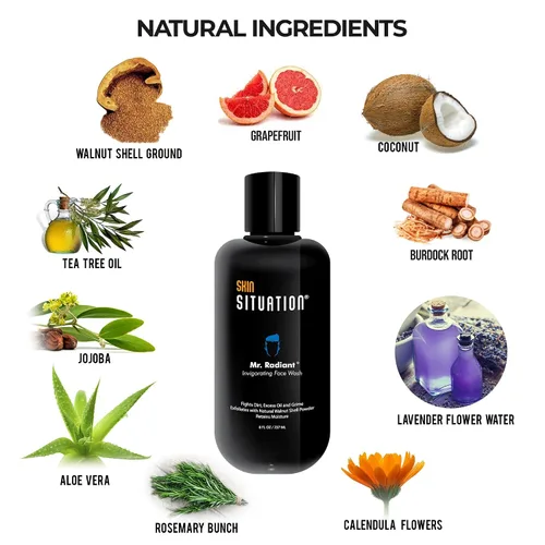 Vista 2 de Mr. Radiant - Jabón facial diario para hombres, un limpiador suave para combatir el acné, aceite y piel seca, desobstruye los poros, refresca e