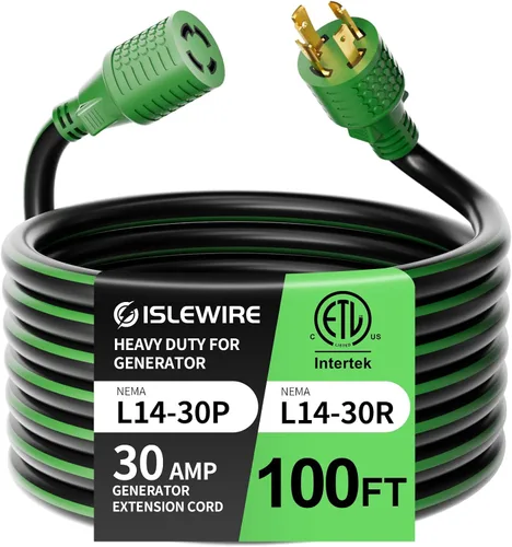 Vista 9 de Cable de extensión generador de 4 clavijas de 30 amperios de 10 pies, NEMA L14-30P/L14-30R, 125/250 voltios hasta 7500 vatios, cable de alimentación