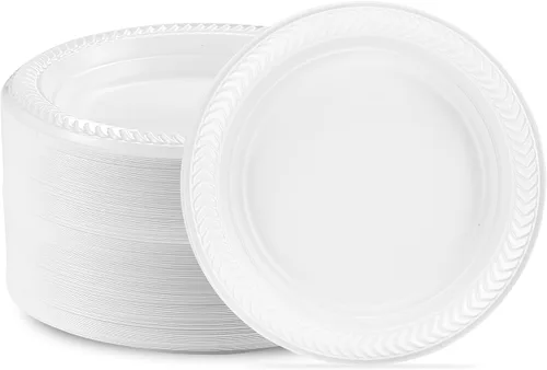Vista 19 de PLASTICPRO 100 piezas de cuencos de plástico blanco de 5 oz de calidad premium, platos ligeros desechables, cuencos pequeños de plástico