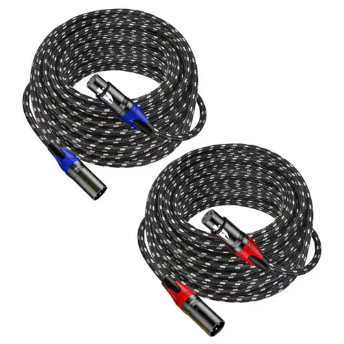 Vista 17 de Paquete de 2 cables XLR de 3.3 pies, cable de micrófono equilibrado de alta calidad con cable XLR de 3 pines macho a hembra, negro, cobre puro