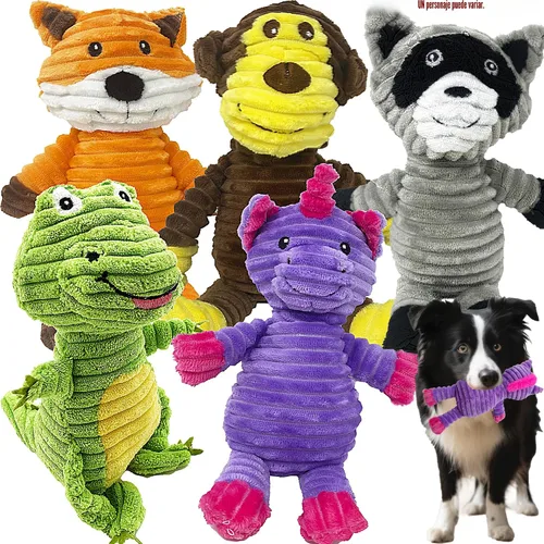 Vista 9 de Jalousie Paquete surtido de juguetes de peluche para cachorros y mascotas, juguete chirriante para perros medianos y grandes