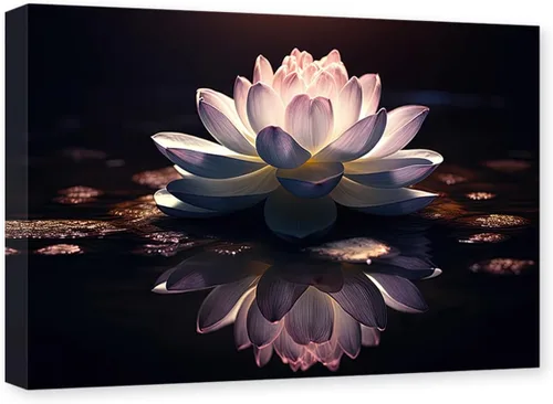 Vista 8 de CXHOSTENT Lienzo decorativo de flor de loto para pared, cuadros zen, decoración de pared, pintura floral rosa, meditación, espíritu, baño, yoga