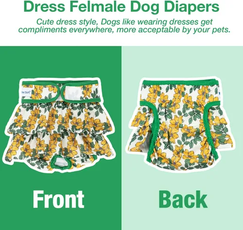 Vista 3 de Pet Soft Pañales para Perras Hembras – Paquete de 3 pañales lavables estilo vestido para perras hembras en celo – Bragas Reutilizables para Período