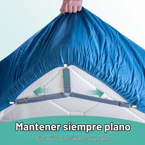 Vista 8 de Correas de sábanas, correas de sábanas fáciles de instalar, clips de sábana bajera, cierres de sábanas ajustables, di adiós a las sábanas Gris