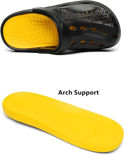 Vista 2 de SOSOWHLTE Zuecos con soporte de arco para hombre y mujer, zapatos de jardín, pantuflas de playa para exteriores con plantilla acolchada extraíble