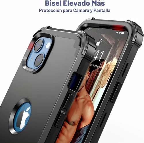 Vista 6 de IDweel Funda para iPhone 13 con Protector de Pantalla, para Funda iPhone 14, Híbrida Resistente a Golpes de Servicio Pesado Protección Cubierta Dura