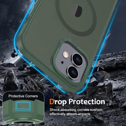 Vista 832 de Anuck - Funda magnética para iPhone 11 compatible con MagSafe, carcasa trasera mate translúcida dura, borde de TPU, delgada, resistente a impactos